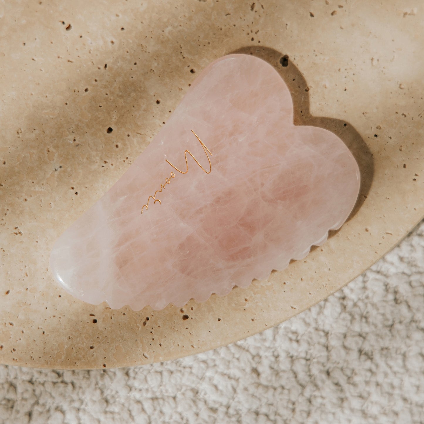 Moonie Rose Quartz facial Gua Sha tool